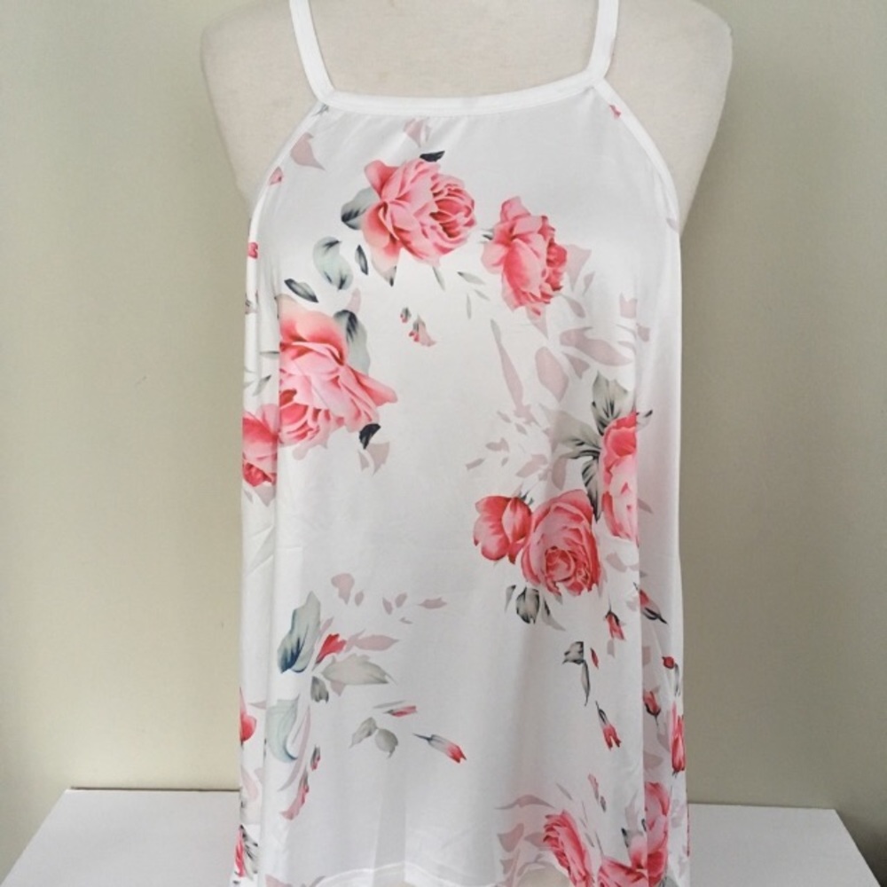 Beautiful Pink Floral Cami Tank Top Blouse - Picture 2 of 5